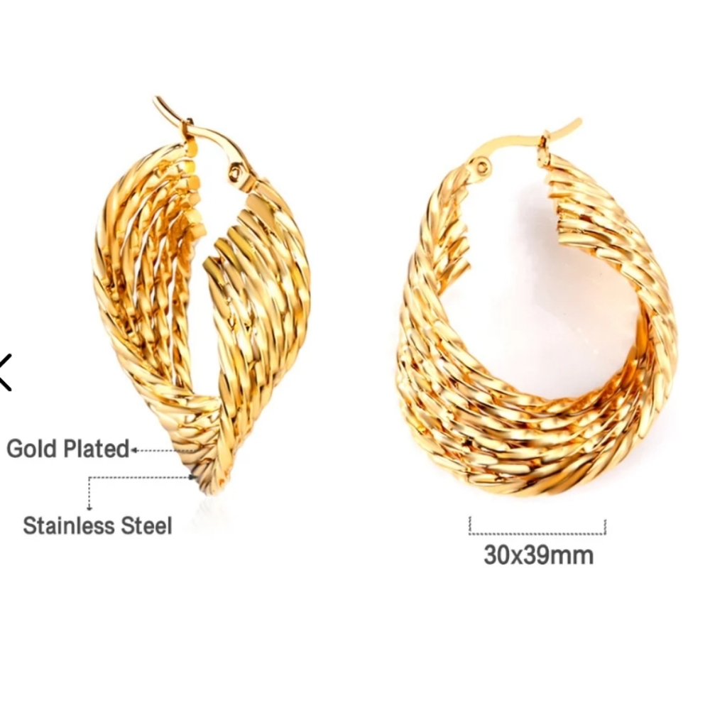 18k Gold Plated Stainless Steel Hoop Earrings